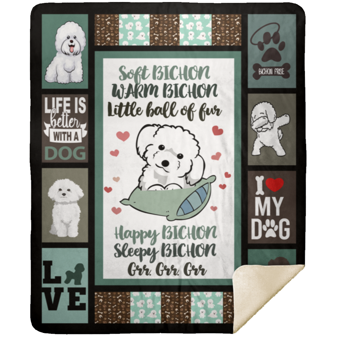 Soft Bichon Warm Bichon Little Ball Of Fur Bichon Frise Dog Fleece Blanket, Premium Sherpa Blanket, Bichon Frise Blanket, Cute Dog Quilt MSHM Premium Sherpa Blanket 50x60