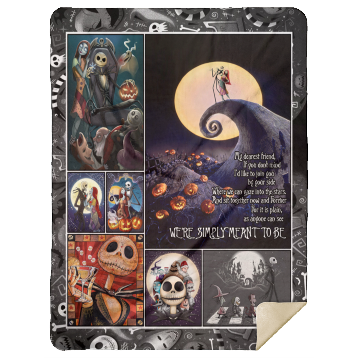 We’re Simply Meant To Be Nightmare Fleece Blanket, Premium Sherpa Blanket, Jack And Sally Blanket, Christmas Blanket, Couple Gift MSHL Premium Sherpa Blanket 60x80