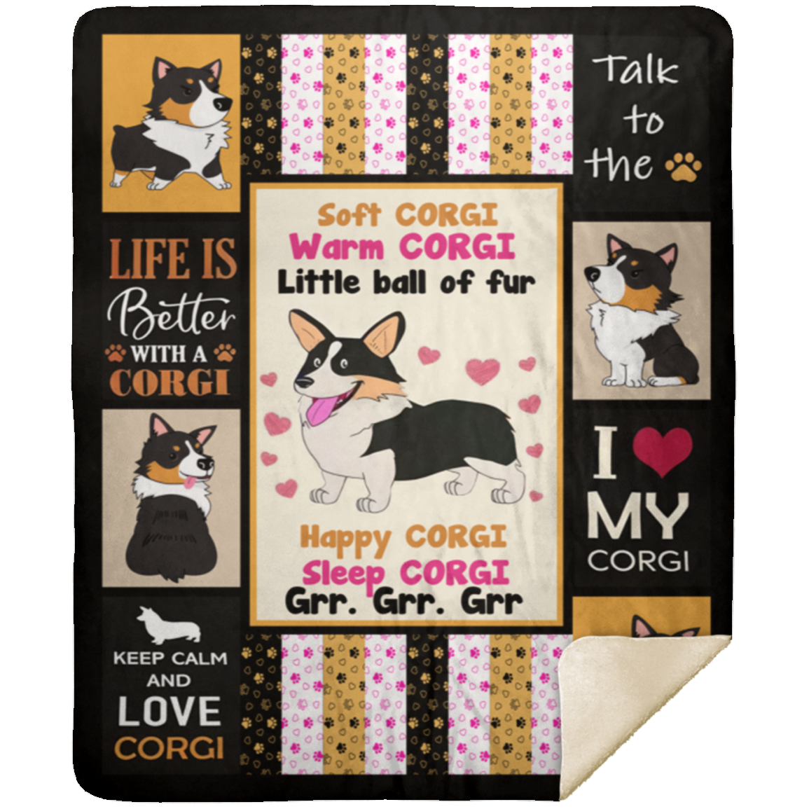 Soft Corgi Warm Corgi Little Ball Of Fur Corgi Dog Lover Gifts Fleece Blanket, Premium Sherpa Blanket, Dog Lover Gift, Corgi Dog Blanket MSHM Premium Sherpa Blanket 50x60