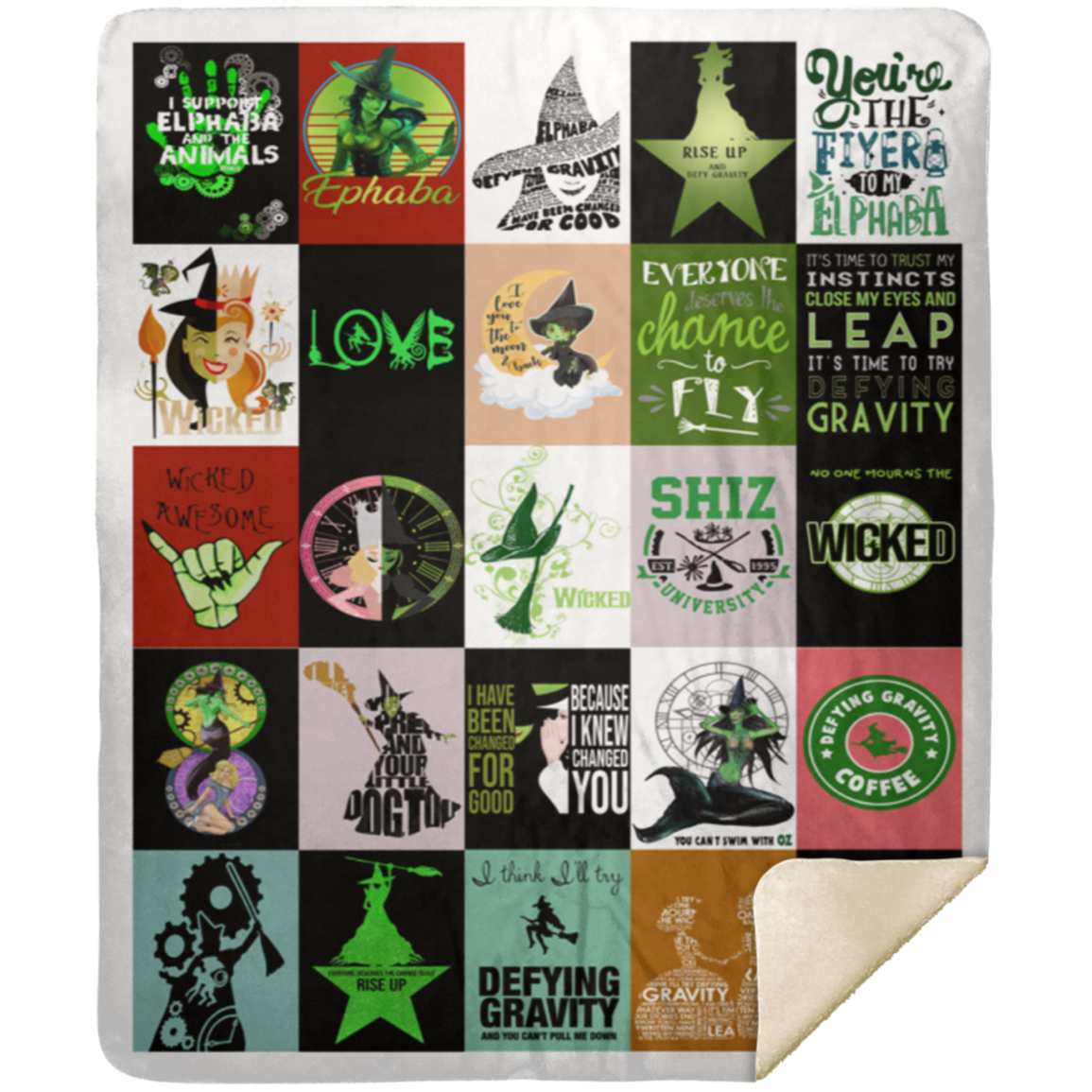 Wicked Fleece Blanket, Premium Sherpa Blanket, Wicked Blanket, Musical Quilt, Wicked Musical Blanket MSHM Premium Sherpa Blanket 50x60