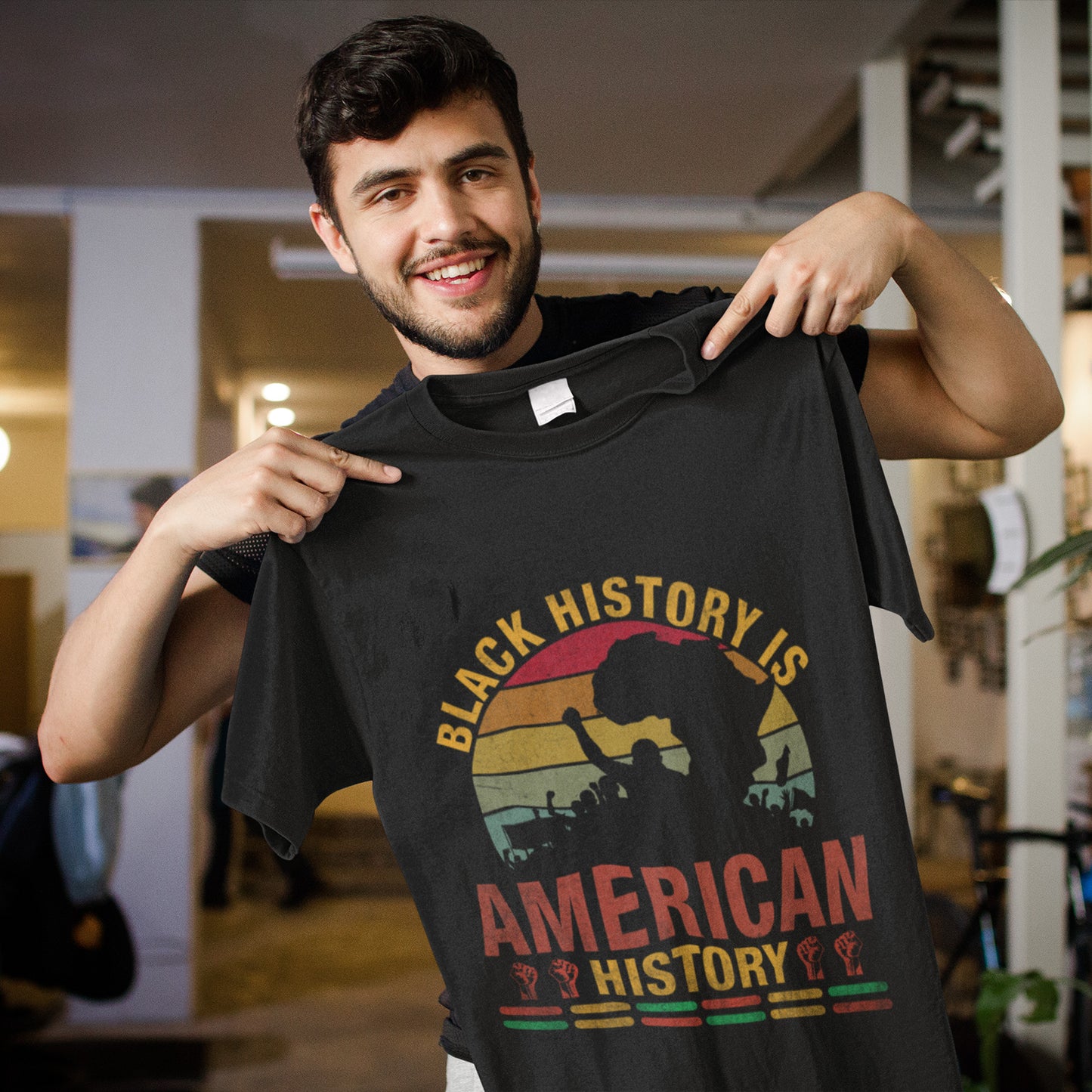 Black History Is American History Patriotic African Ladies T-Shirt