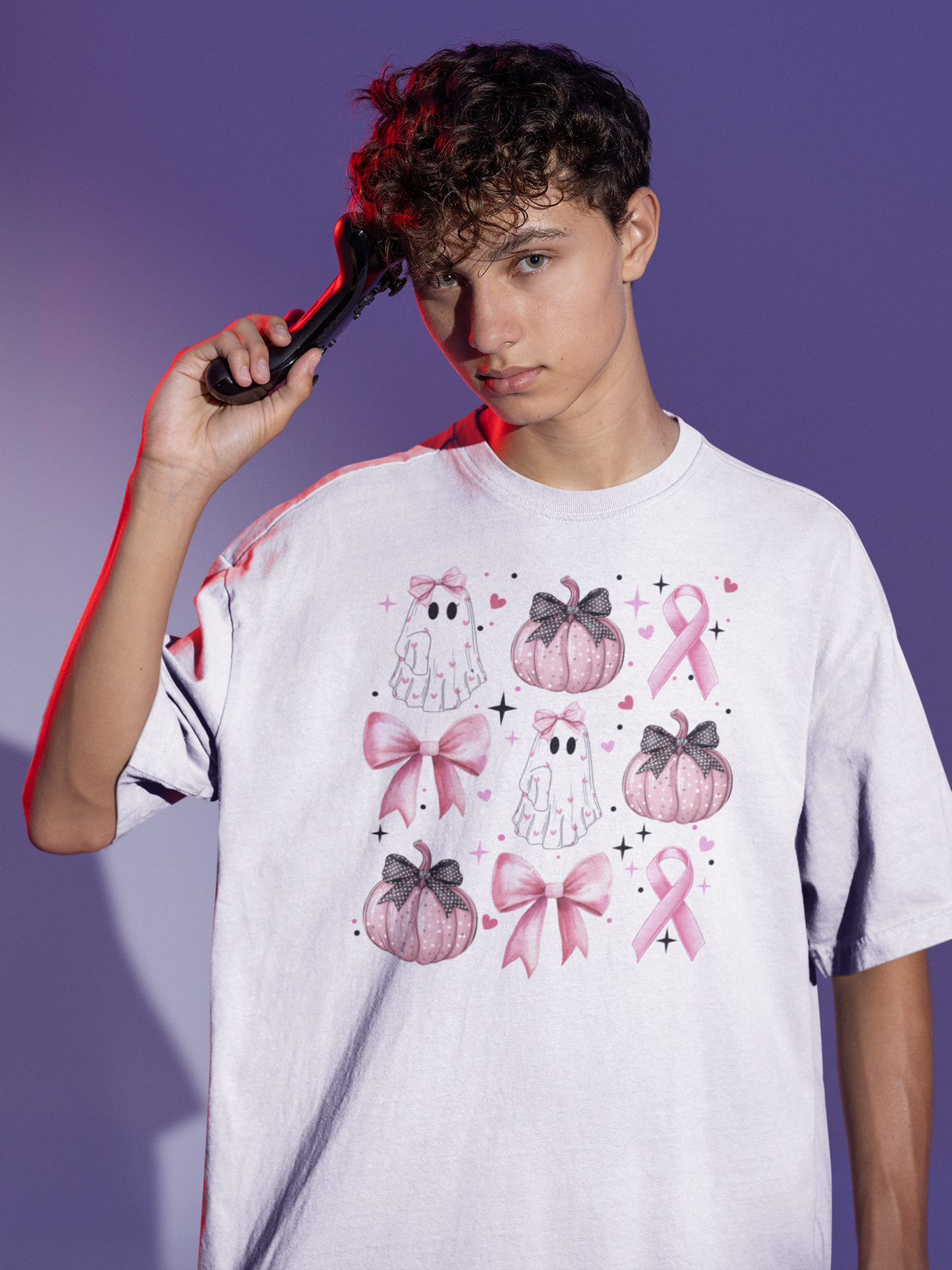 Breast Cancer Ghost Coquette Bow Vintage T-Shirt