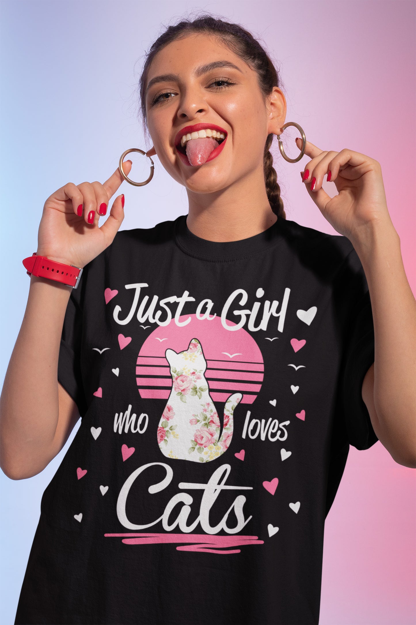 Cat Girl Shirt, Flower Just A Girl Who Loves Cats