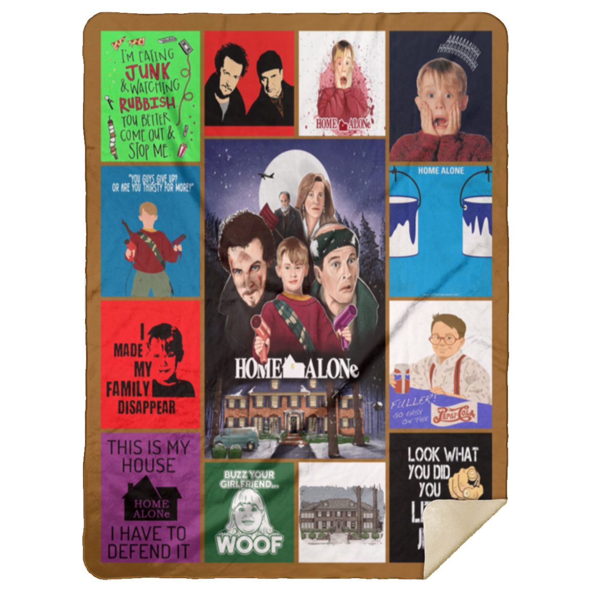 Home Alone Movie Fleece Blanket, Premium Sherpa Blanket, Home Alone Quilt, Christmas Quilt, Comedy Film Blanket, Christmas Gift MSHL Premium Sherpa Blanket 60x80