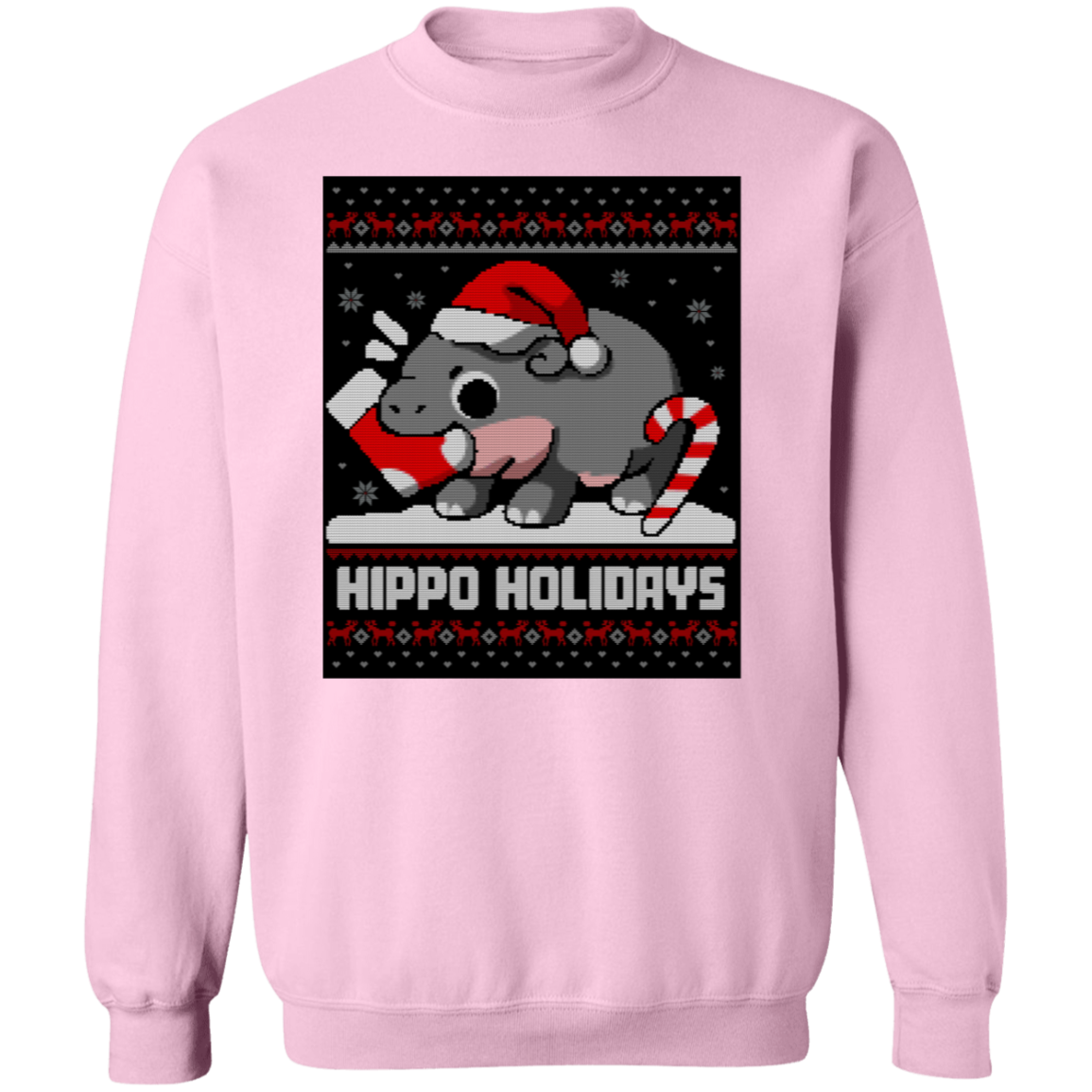 Moo Deng Christmas G180 Gildan Crewneck Pullover Sweatshirt - green - ID21102412
