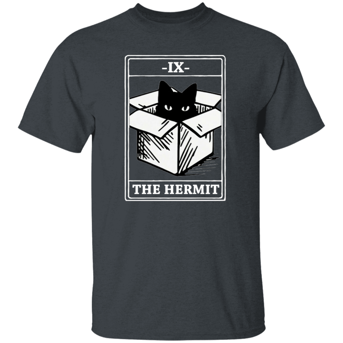 Black Cat IX The Hermit Funny Cat In Box Vintage T-Shirt, Tarot Shirt, Black Cat Shirt, Cat Lovers Shirt, Gift Tee For You And Your Family G500 5.3 oz. T-Shirt