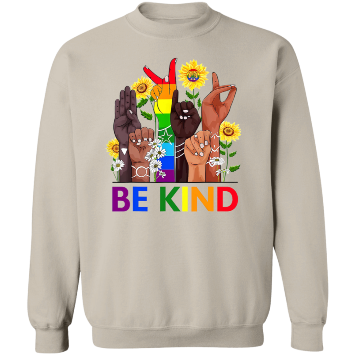 Be Kind G180 Gildan Crewneck Pullover Sweatshirt - pelyn