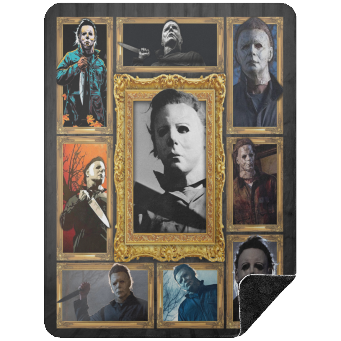 Halloween Horror Fleece Blanket, Premium Sherpa Blanket, Michael Myers Blanket, Horror Movie Blanket, Halloween Blanket QuiltBSHL Premium Black Sherpa Blanket 60x80