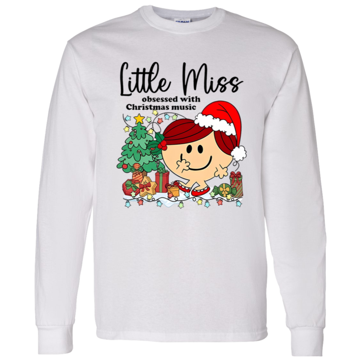Little Miss Obsessed With Christmas Music Teacher Vintage G540 LS T-Shirt 5.3 oz. - letter