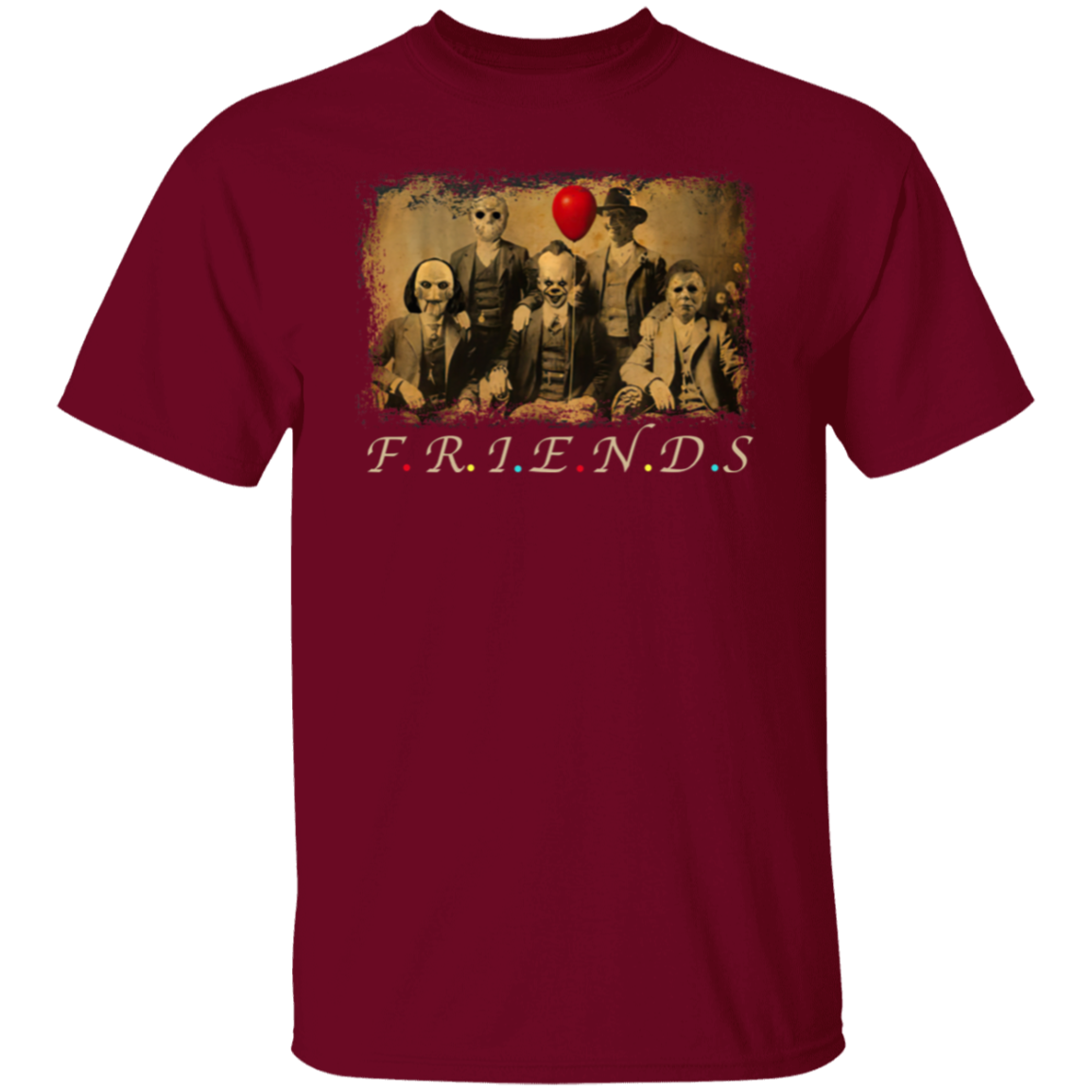 riends Horror Five Characters Squad – Funny Halloween Movie T-Shirt - leleart