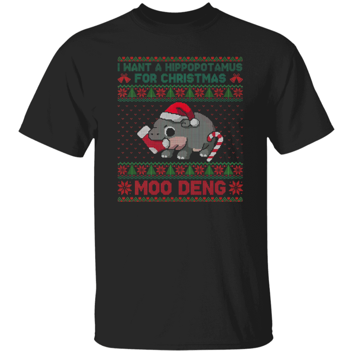 Moo Deng Christmas Friend Vintage T-Shirt, Best Friends Shirt, Moo Deng Shirt, Cute Christmas ShirtG500 5.3 oz. T-Shirt