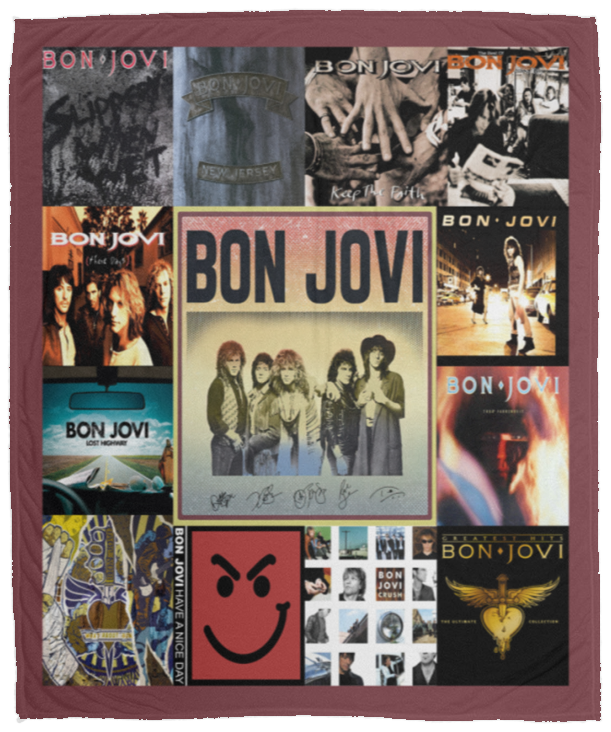 Bon Jovi Hard Rock Fleece Blanket, Premium Sherpa Blanket, Rock Band Blanket, Jon Bon Jovi Blanket, Bon Jovi Quilt, Rock Music Lover GiftVPM Cozy Plush Fleece Blanket - 50x60