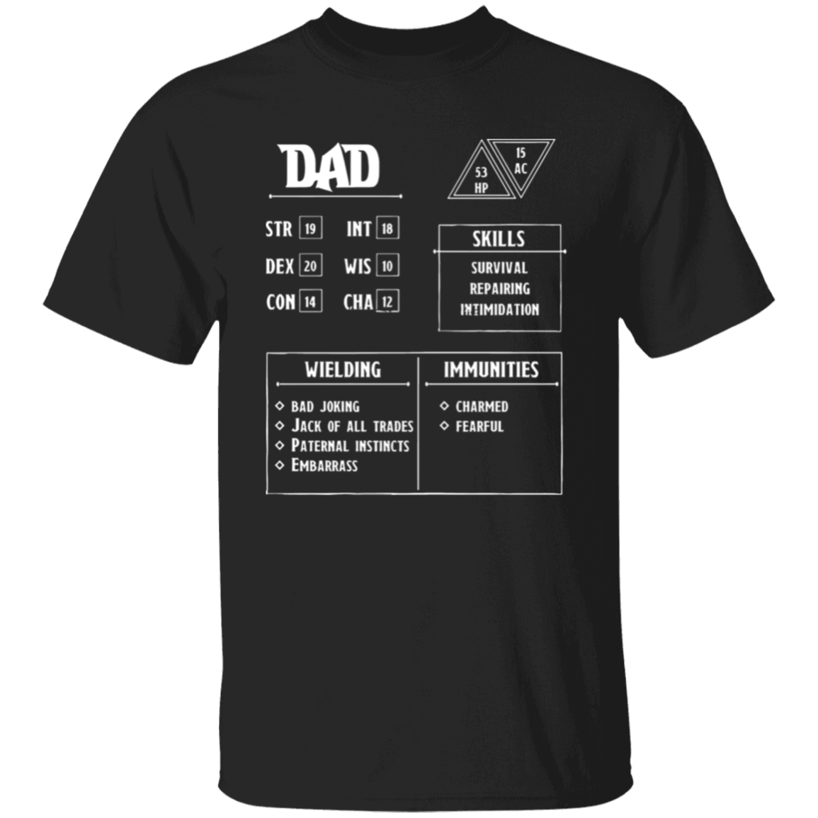 Dad Character Sheet Unisex T-Shirt - pelyn