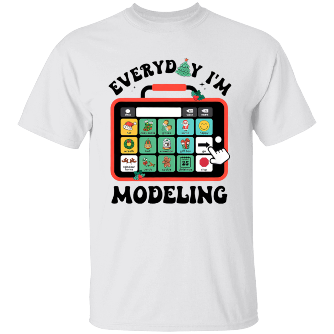 Every Day I'm Modeling Christmas SLP Teacher Vintage Unisex T-Shirt - letter