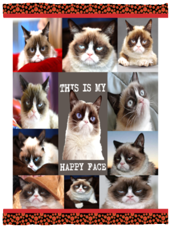 Grumpy Cat Fleece Blanket, Premium Sherpa Blanket, Tardar Sauce Blanket, Cat Lovers Gift, Grumpy Cat Blanket, Funny Cat Blanket VPS Cozy Plush Fleece Blanket - 30x40