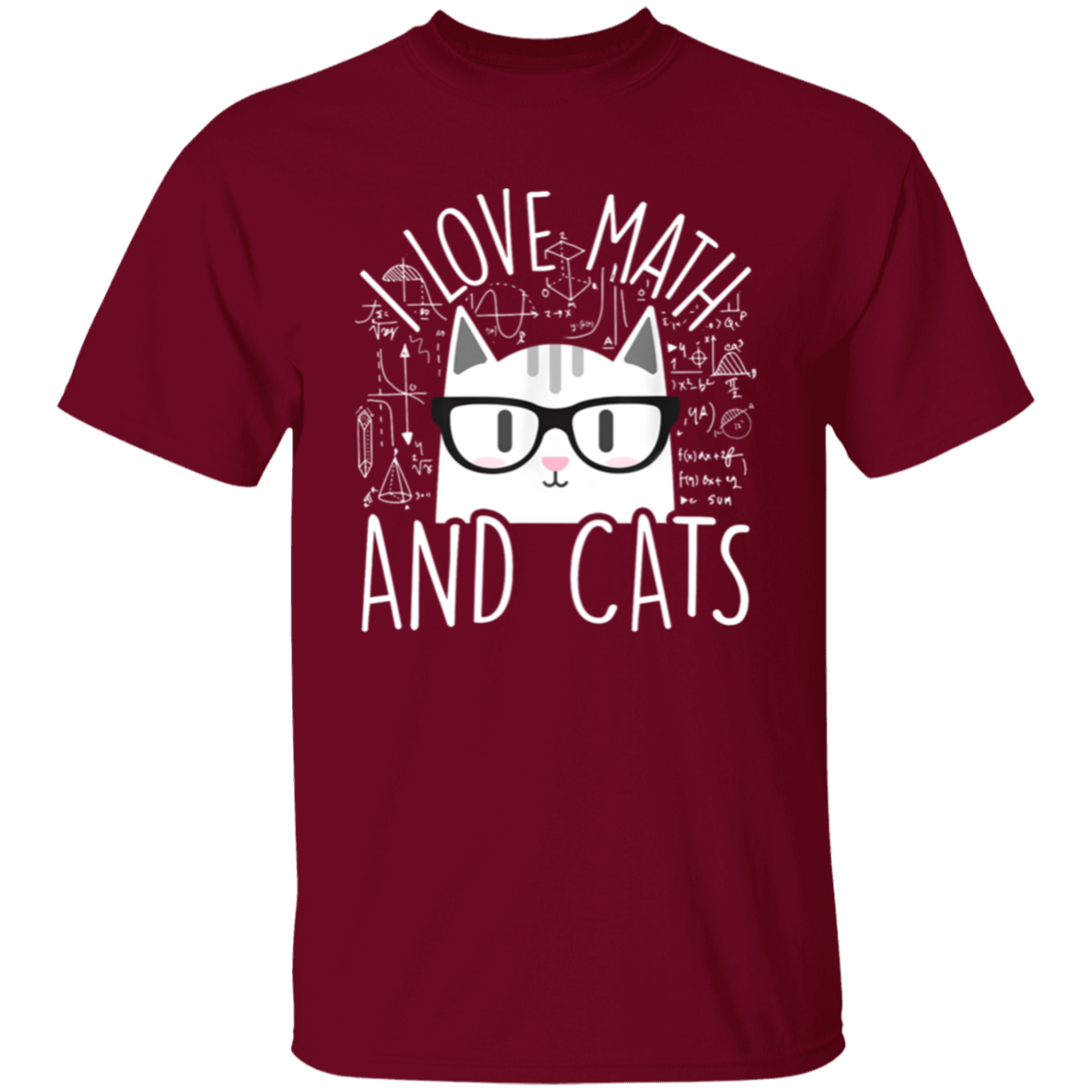 I Love Math And Cats Cute Kitty Cat Feline Lover T-Shirt