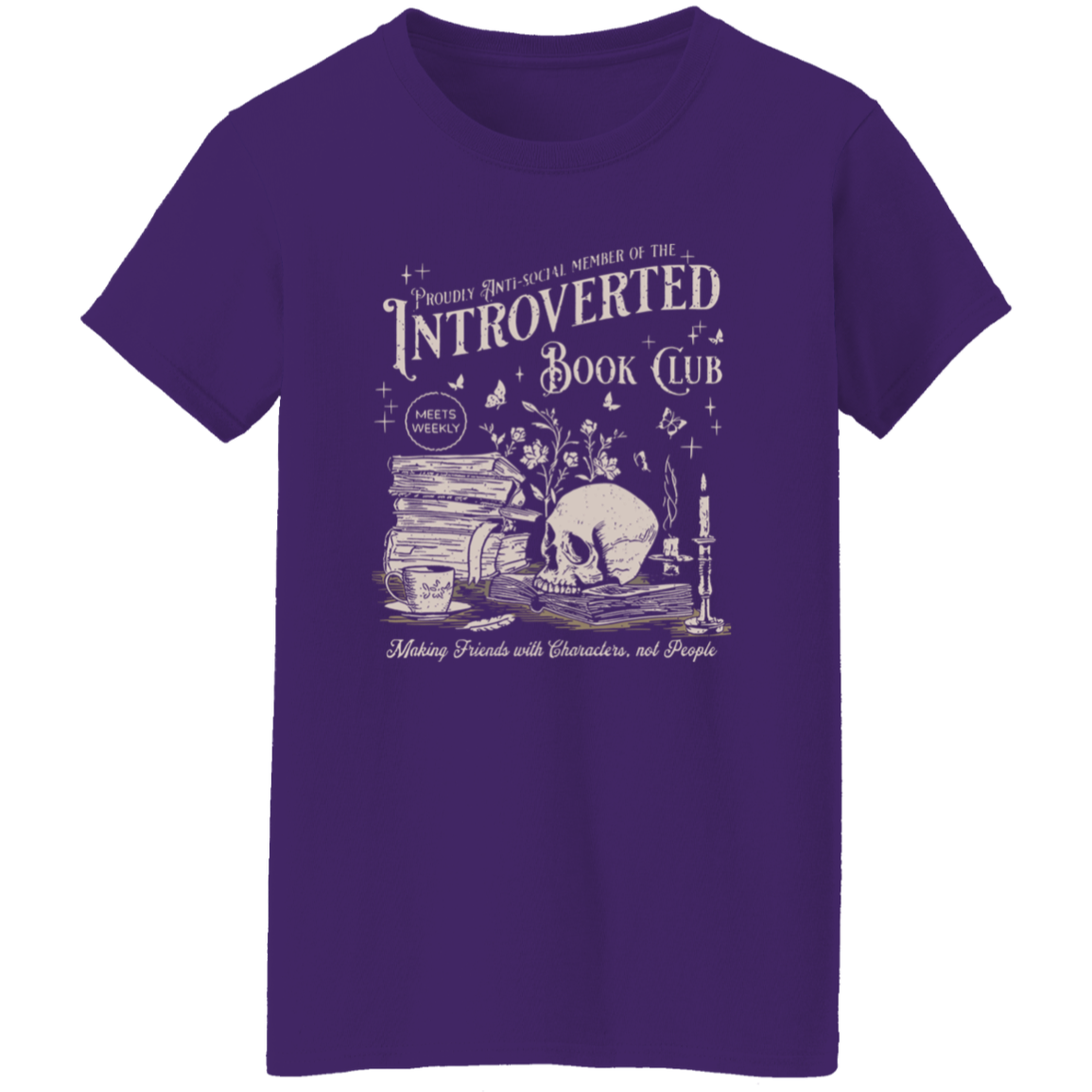 Introverted Book Club Teacher Vintage T-Shirt - WOMAN