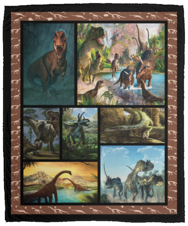 Dinosaur World Fleece Blanket, Premium Sherpa Blanket, Jurassic Dino Blanket, Gifts For Dinosaur Lover, Gifts For Christmas VPM Cozy Plush Fleece Blanket - 50x60
