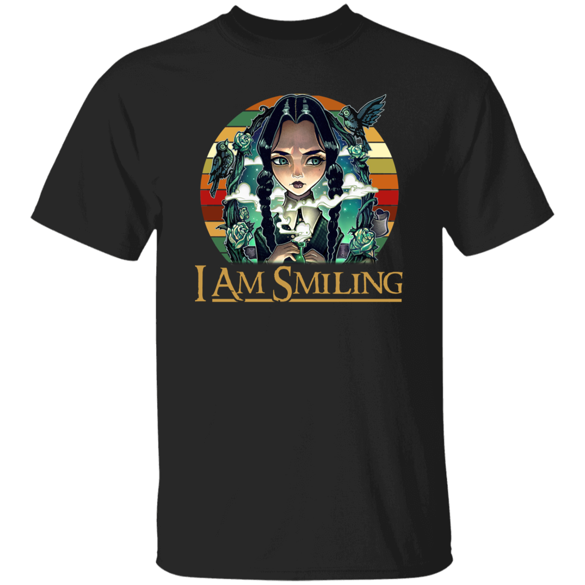 Wednesday Addams I Am Smiling Vintage T-Shirt, Wednesday Addams Shirt, Addams Family Shirt, Gift Tee For You And Your FamilyG500 5.3 oz. T-Shirt