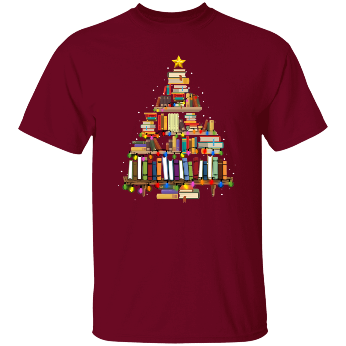 Book Christmas Tree Teacher T-Shirt - lapicta