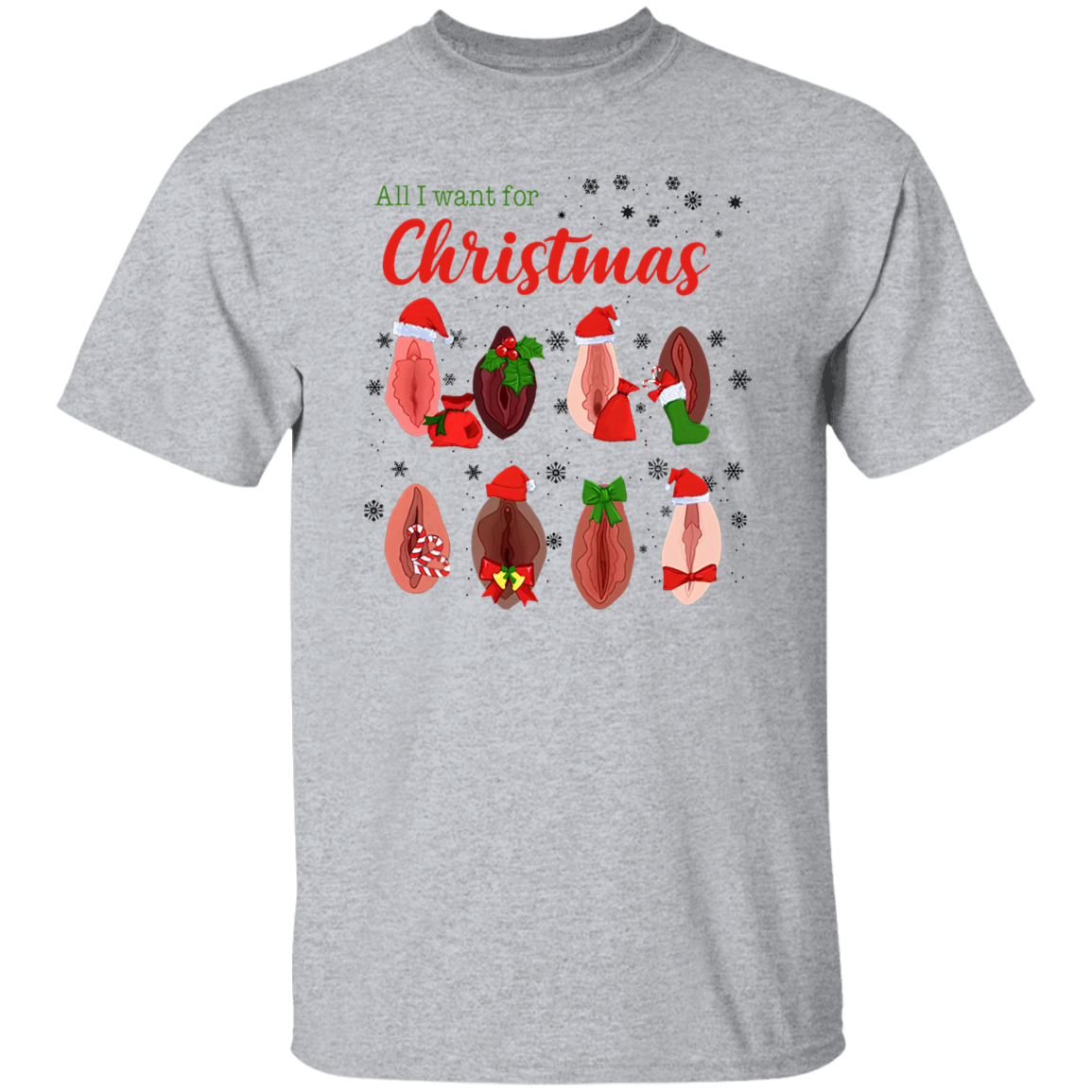 Dirty Christmas All I Want for Christmas Is Vagina Funny Dirty Christmas Gift for Couple T-Shirt
