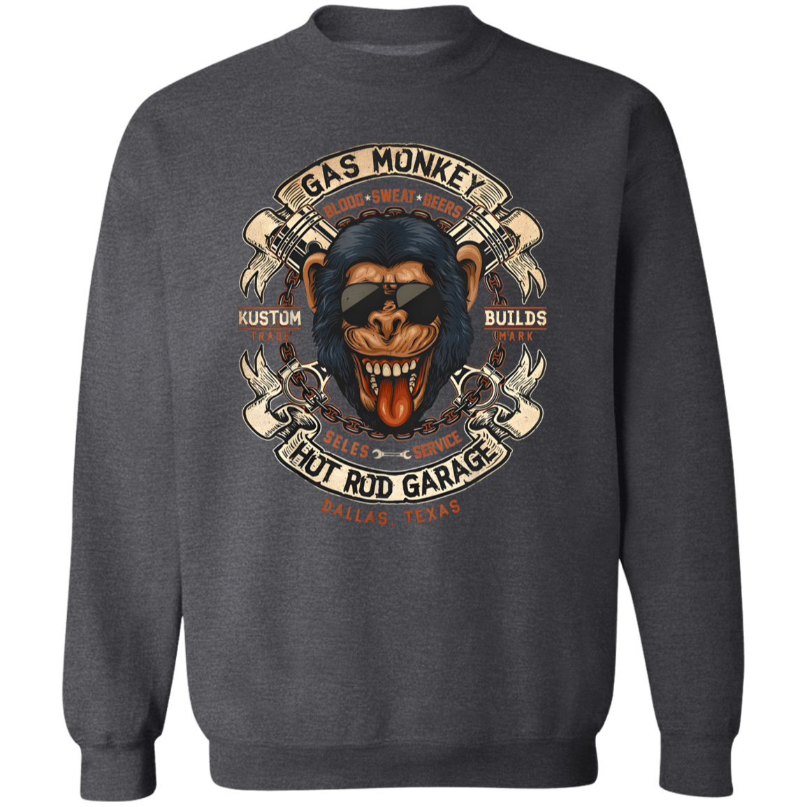 Monkey Gas Crossed Pistons Ribbon Logo Sweatshirt