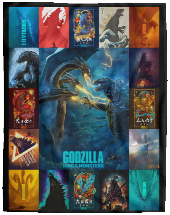 Godzilla King Of The Monsters Fleece Blanket, Premium Sherpa Blanket, Godzilla Monster Blanket, Godzilla Movie Blanket, Godzilla Lover Gift VPL Cozy Plush Fleece Blanket - 60x80