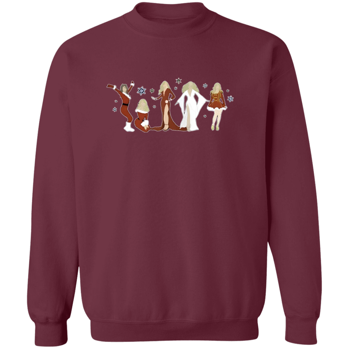 Mariah Carey Christmas Eras Happy Holidays G180 Gildan Crewneck Pullover Sweatshirt - maria