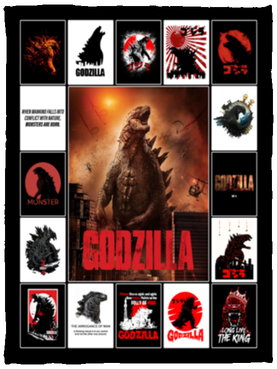 Godzilla Fleece Blanket, Premium Sherpa Blanket, Monster Blanket, Godzilla Vs Kong Blanket, Godzilla Movie Blanket VPS Cozy Plush Fleece Blanket - 30x40