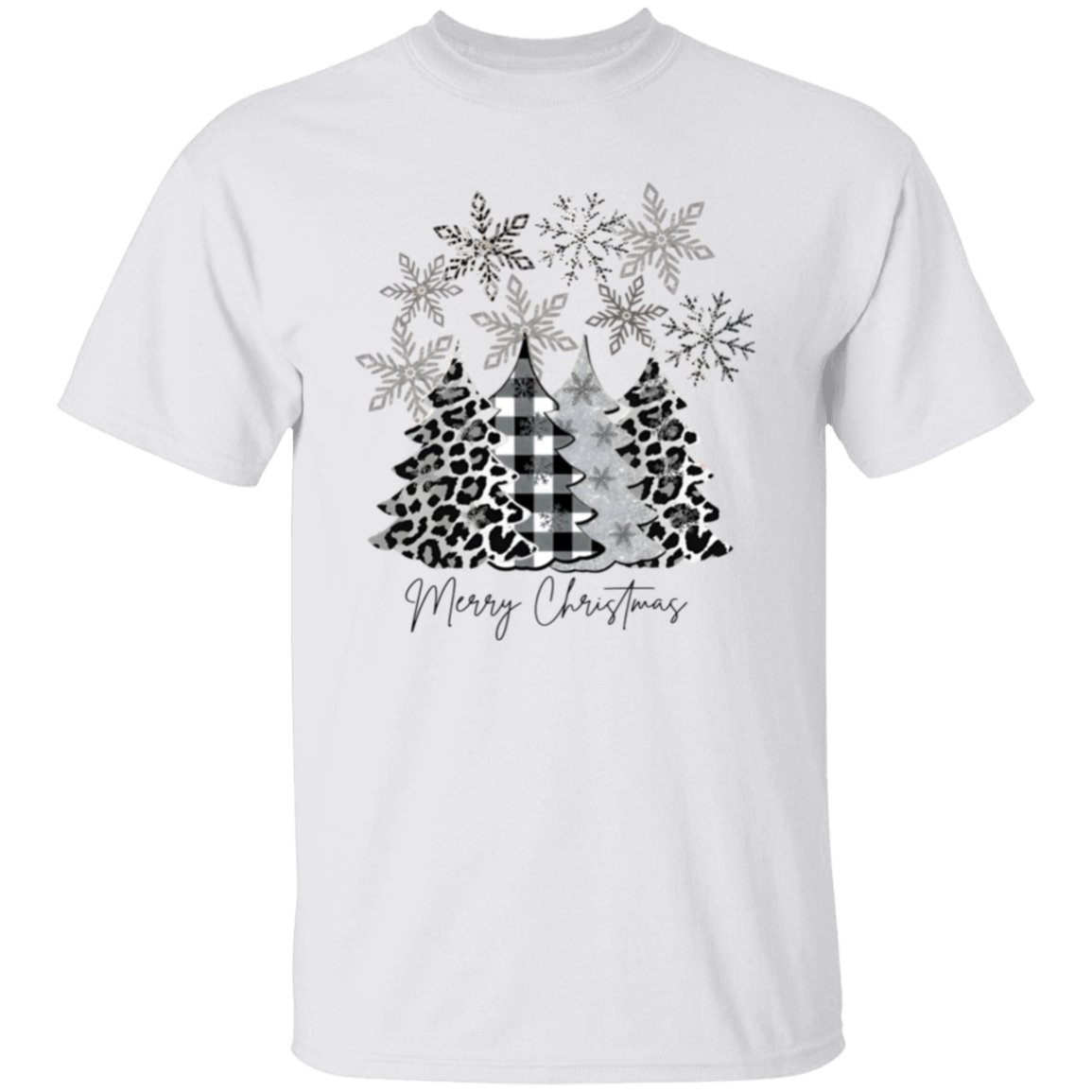 Silver And Black Leopard Christmas Tree Unisex T-Shirt - maria