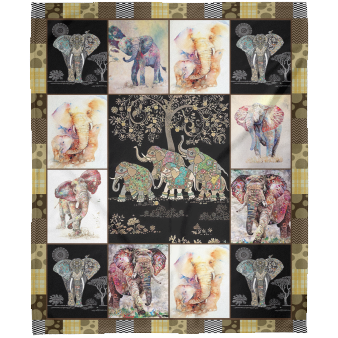 Vintage Elephant Fleece Blanket, Premium Sherpa Blanket, Elephant Lover Blanket, Elephant Blanket, Animal Blanket FLM Arctic Fleece Blanket 50x60