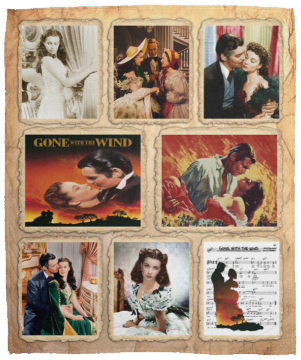 Gone with the Wind Movie Fleece Blanket, Premium Sherpa Blanket, Scarlett O'Hara Quilt, Romantic Movie Quilt, Movie Blanket VPM Cozy Plush Fleece Blanket - 50x60