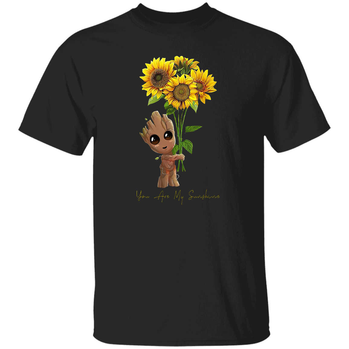 Baby Groot With Sunflower You Are My Sunshine Vintage T-Shirt, Baby Groot Shirt, Groot With Sunflower Shirt, Sunflower Shirt G500 5.3 oz. T-Shirt