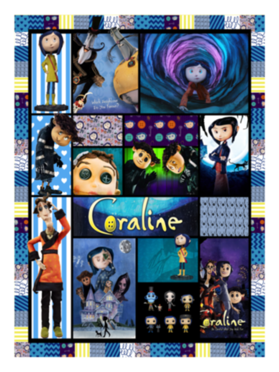 Coraline Cartoon Movie Fleece Blanket, Premium Sherpa Blanket, Horror Coraline Quilt, Halloween Blanket, Coraline Movie Blanket VPS Cozy Plush Fleece Blanket - 30x40