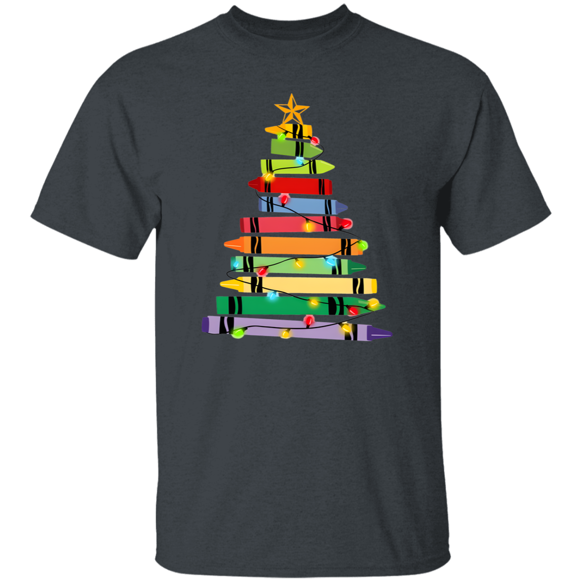 Crayons Tree Colored Lights Teacher T-Shirt - lapicta