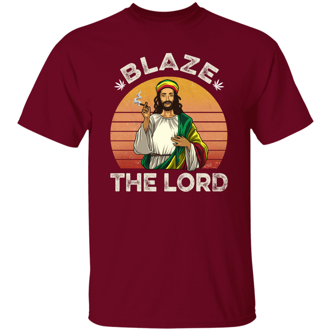 G500 5.3 oz. T-Shirt Jesus Smoking Weed Blaze The Lord Marijuana Retro Vintage Black T-Shirt