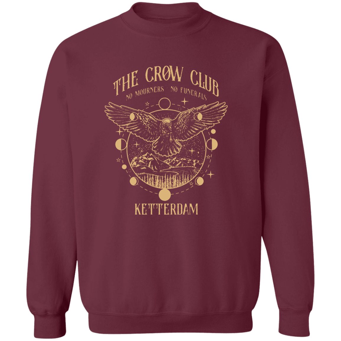The Crow Club No Mourners No Funerals Teacher Vintage G180 Gildan Crewneck Pullover Sweatshirt - letter