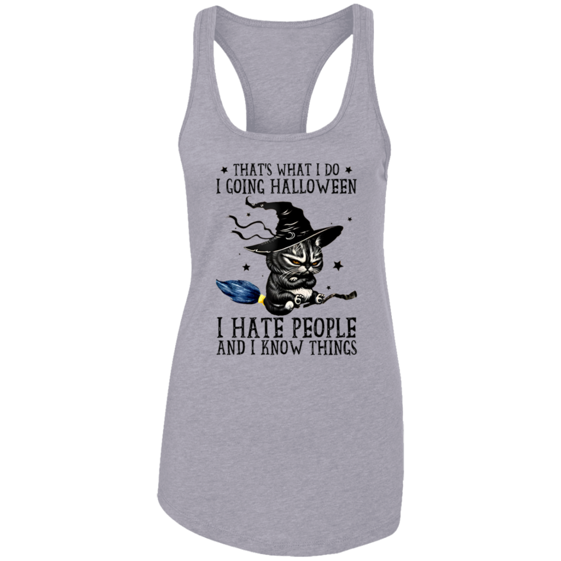 Black Cat Meme Halloween NL1533 Ladies Ideal Racerback Tank - pelyn - ID23092427