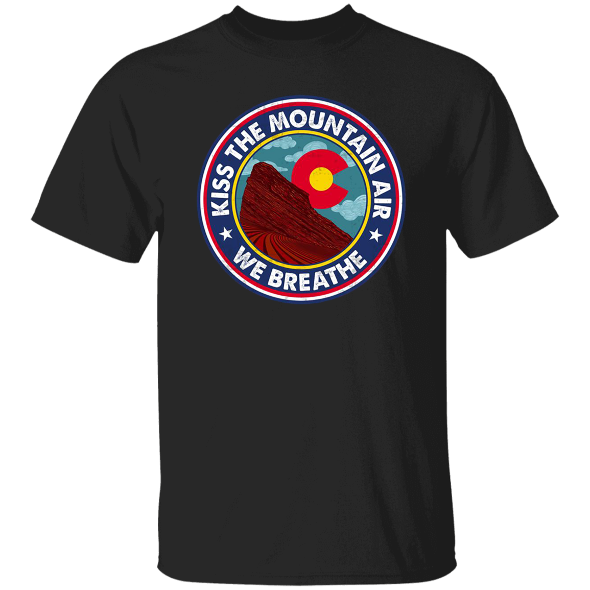 Kiss The Mountain Air We Breathe Red Rocks Amphitheatre Vintage T-Shirt, Widespread Panic Shirt, Funny Gift Tee For You And Your Family G500 5.3 oz. T-Shirt