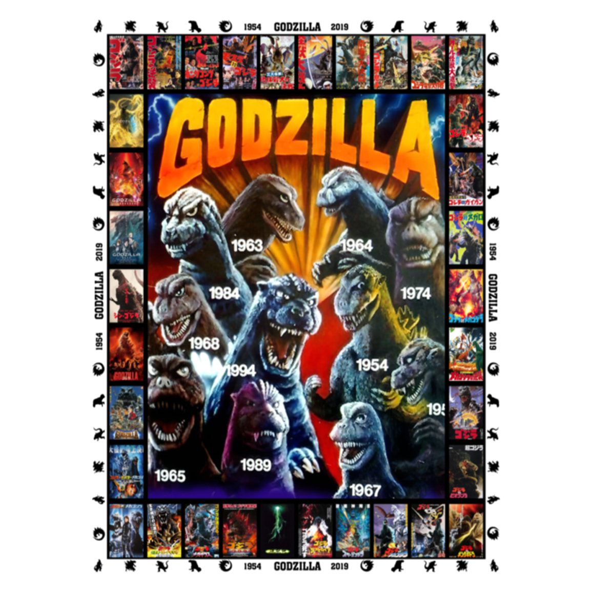 Godzilla All Version Fleece Blanket, Premium Sherpa Blanket, Monster Blanket, Godzilla Vs Kong Blanket, Godzilla Movie Blanket FLL Arctic Fleece Blanket 60x80