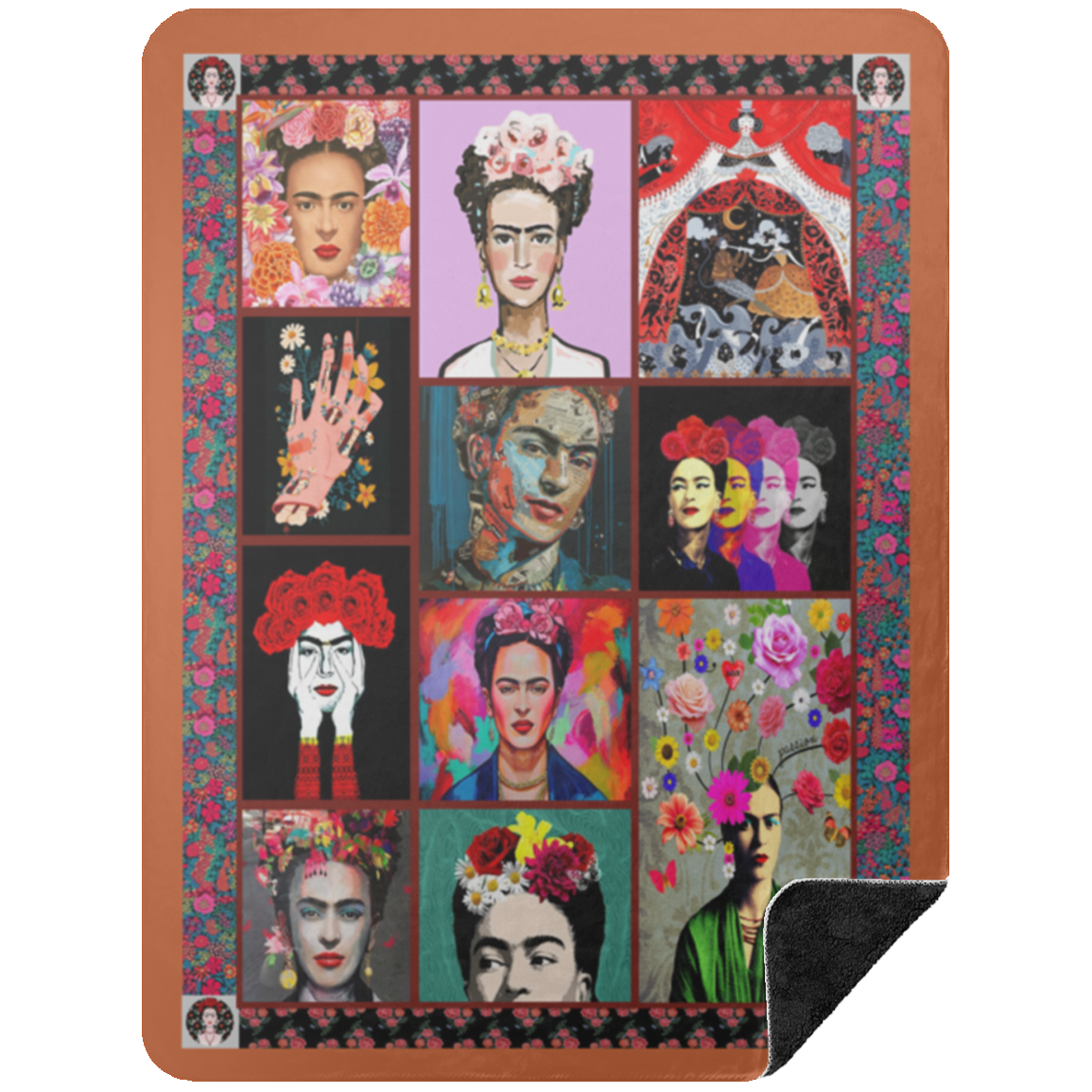 Best Gift Beautiful Frida Kahlo Fleece Blanket, Premium Sherpa Blanket, Painter Blanket, Frida Kahlo Blanket, Colorful Frida Kahlo Quilt BSHL Premium Black Sherpa Blanket 60x80