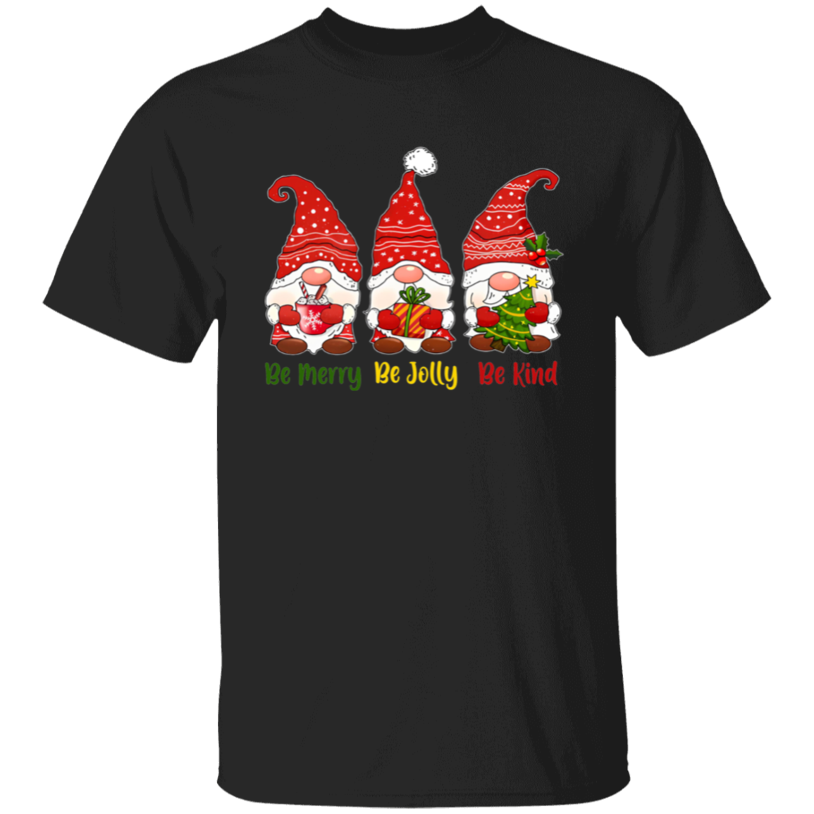 Be Merry Be Jolly Be Kind Gnomes Teacher Vintage Unisex T-Shirt - letter