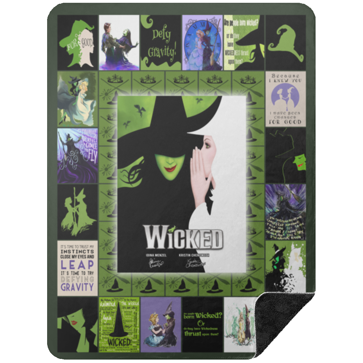 Wicked Fleece Blanket, Premium Sherpa Blanket, Wicked Blanket, Musical Quilt, Wicked Musical Blanket BSHL Premium Black Sherpa Blanket 60x80
