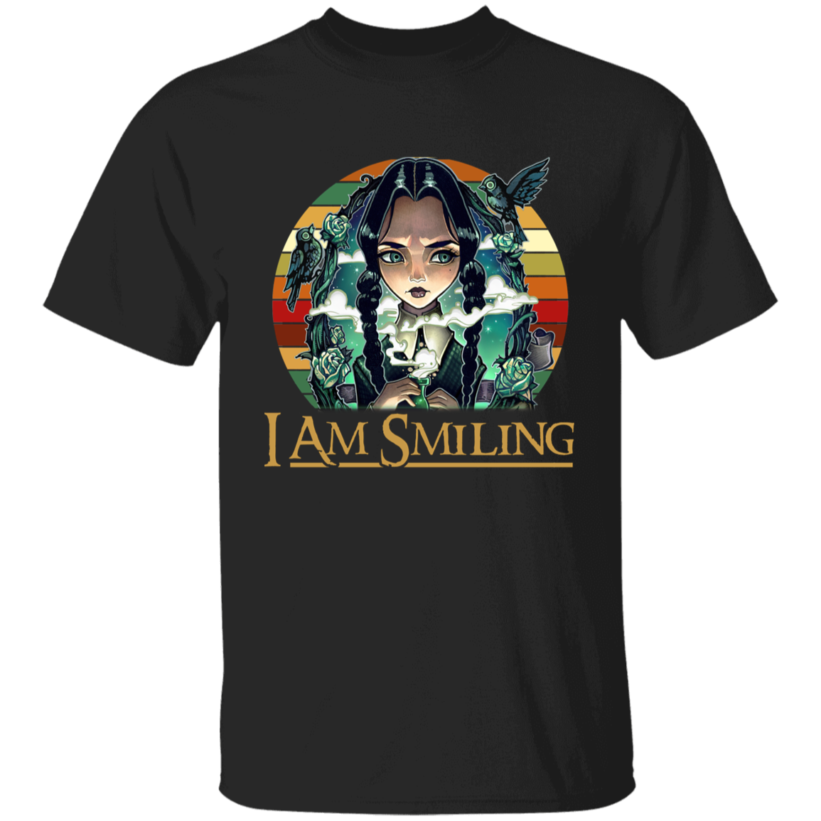 Wednesday Addams I Am Smiling Vintage T-Shirt, Wednesday Addams Shirt, Addams Family Shirt, Gift Tee For You And Your Family G500B Youth 5.3 oz 100% Cotton T-Shirt