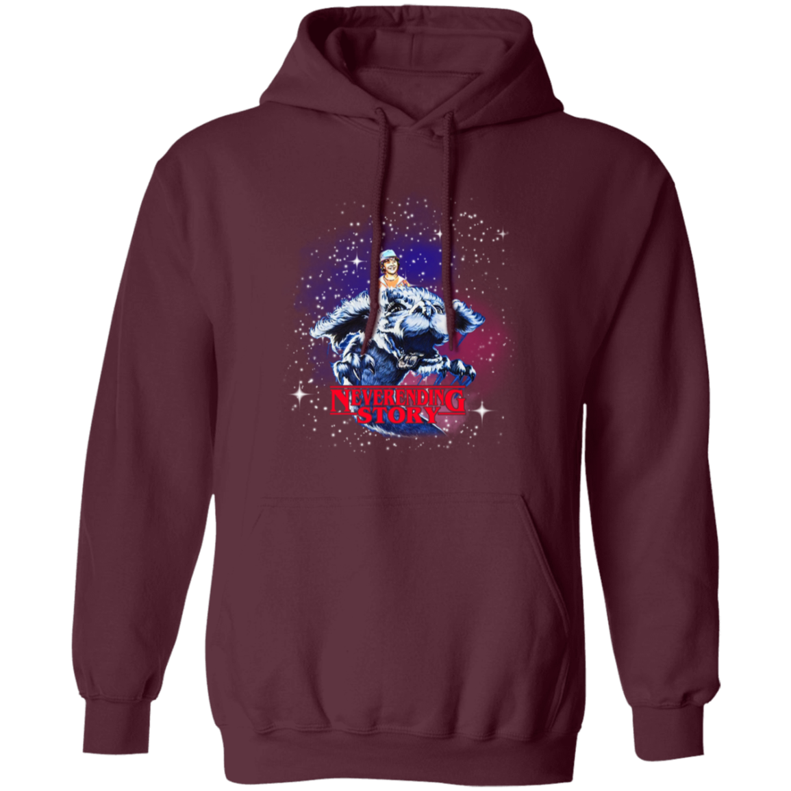 Stranger Things Dustin Neverending Story Vintage Gildan Pullover Hoodie