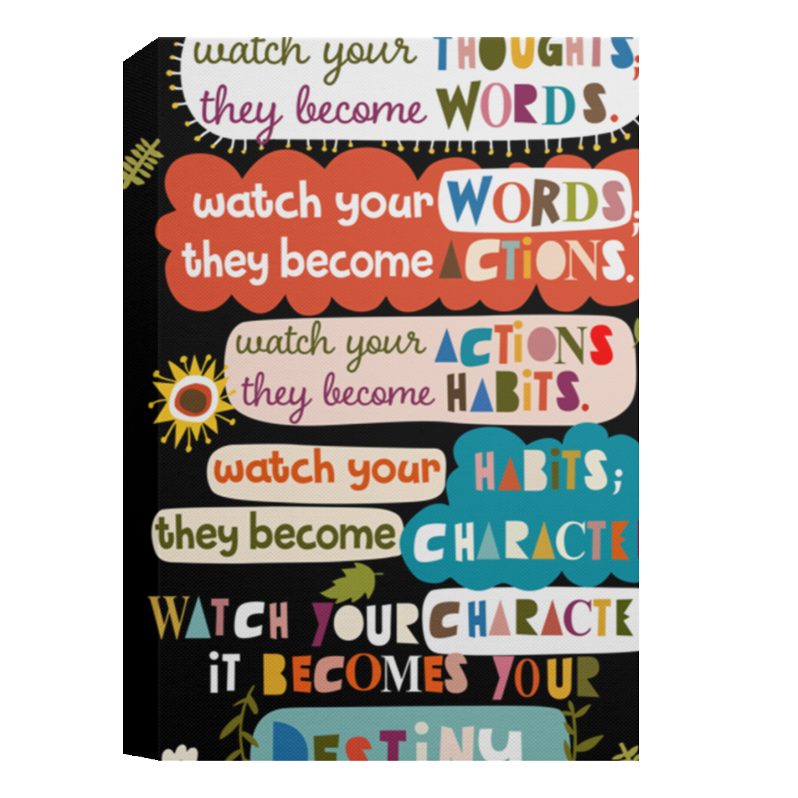 Watch Your Thoughts They Become Words Framed Canvas, Unframed Poster, Classroom Poster, Back To School Gift, Classroom Wall Decor CANPO15 Deluxe Portrait Canvas 1.5in Frame