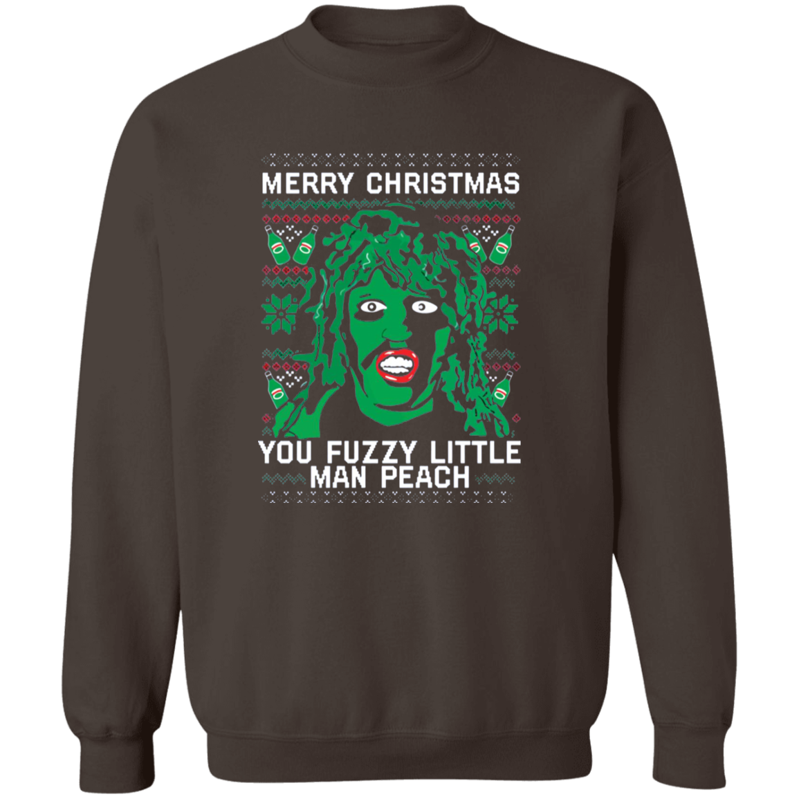 Merry Christmas You Fuzzy Little Man Peach Vintage T-Shirt, The Mighty Boosh Shirt, Old Gregg Shirt, TV Series Shirt, Comedy Movie ShirtG180 Gildan Crewneck Pullover Sweatshirt