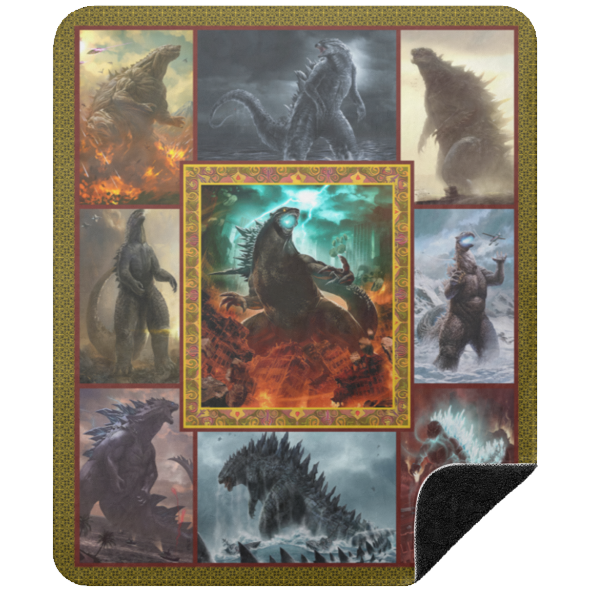 Godzilla King Of The Monsters Fleece Blanket, Premium Sherpa Blanket, Godzilla Blanket, Godzilla Lover Gift, Monster Blanket BSHM Premium Black Sherpa Blanket 50x60