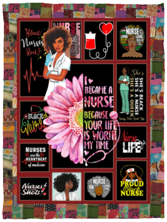 Black Nurses Nurse Life Fleece Blanket, Premium Sherpa Blanket, Nurse Blanket, Medicine Blanket, Nurse Life Blanket VPS Cozy Plush Fleece Blanket - 30x40