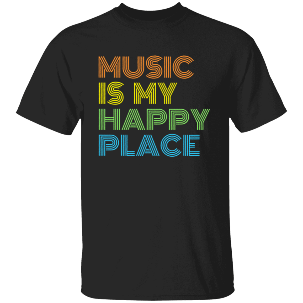 Music Is My Happy Place Teacher Vintage Unisex T-Shirt - letter